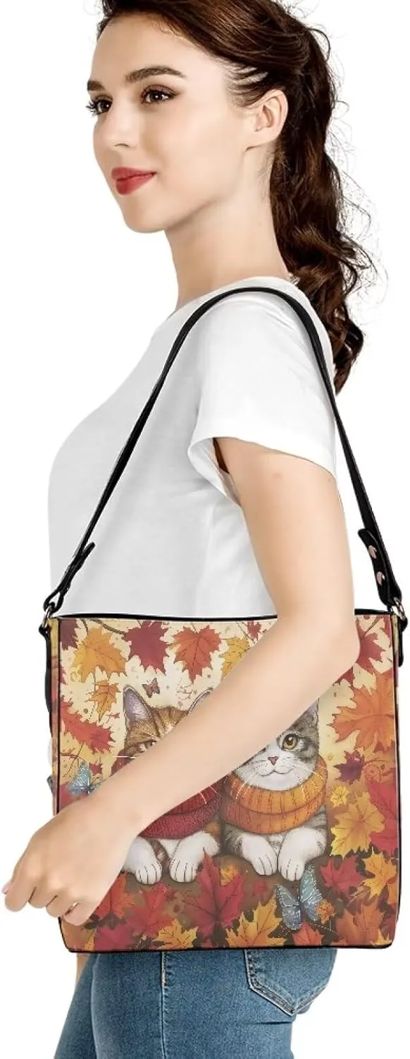FOR U DESIGNS Bucket Bags for Women PU Leather Christmas Crossbody Bag with Adjustable Strap Cute Shoulder Bag