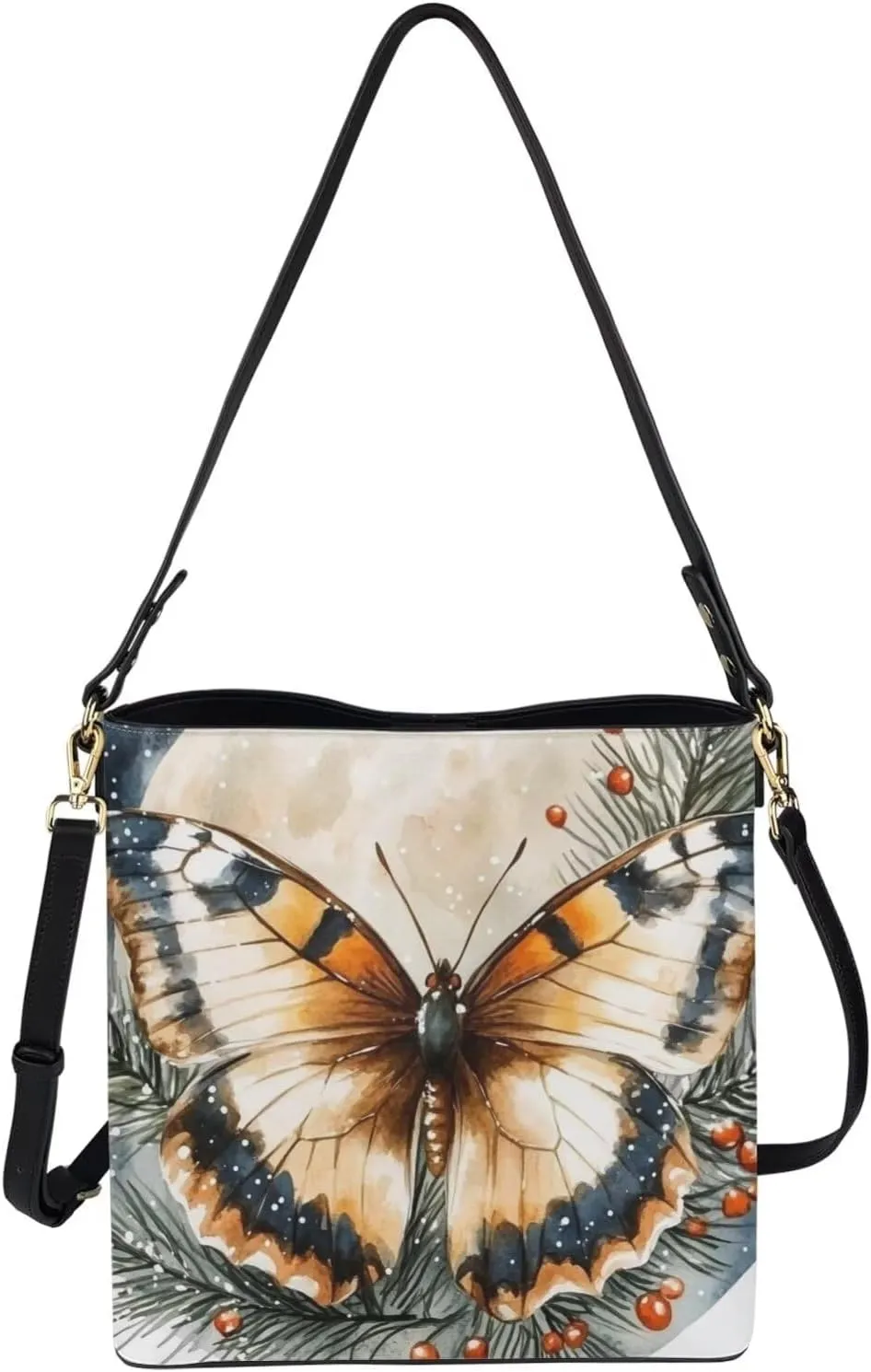 FOR U DESIGNS Shoulder Bag for Women Travel Crossbody Bag with Adjustable Strap PU Leather Bucket Bag Purses
