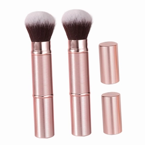 FRCOLOR 2pcs Retractable Double-ended Makeup Brush Portable Blush and Foundation Applicator for Travel Soft Bristles for Even Application Go