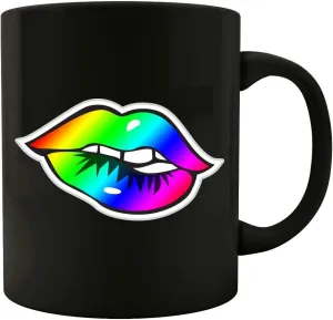Funny Lips - Bright Colors Kiss Print Makeup Lipstick Gloss Humor - Colored Mug