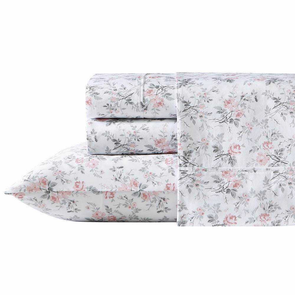 Geneva Blush / Grey Sheet Set | Single Bed