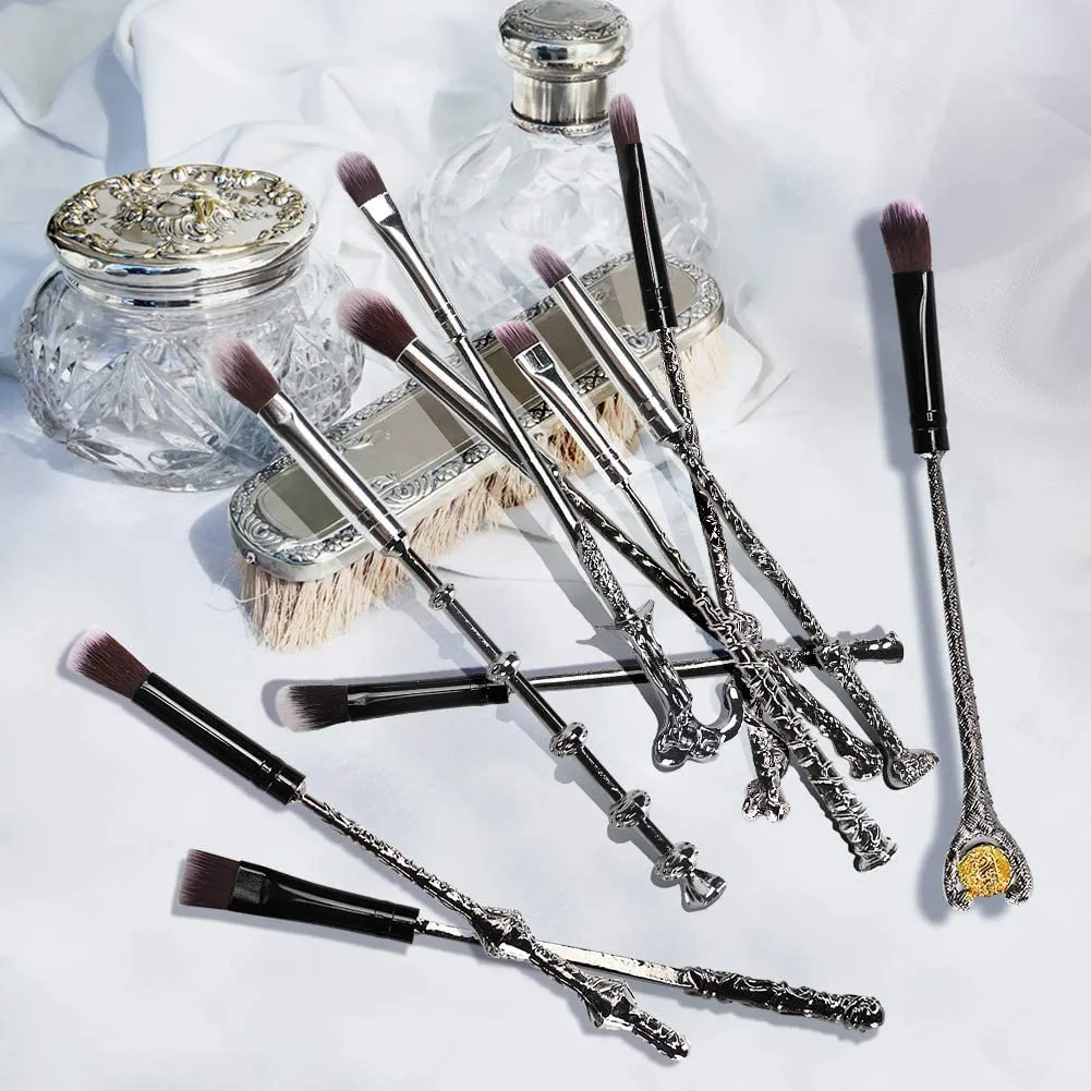Gift Choice Wand Makeup Brushes Set 10 Pack Metal Extra Durable Soft Brushes Foundation Blending Blush Concealer Eyebrow Face Powder