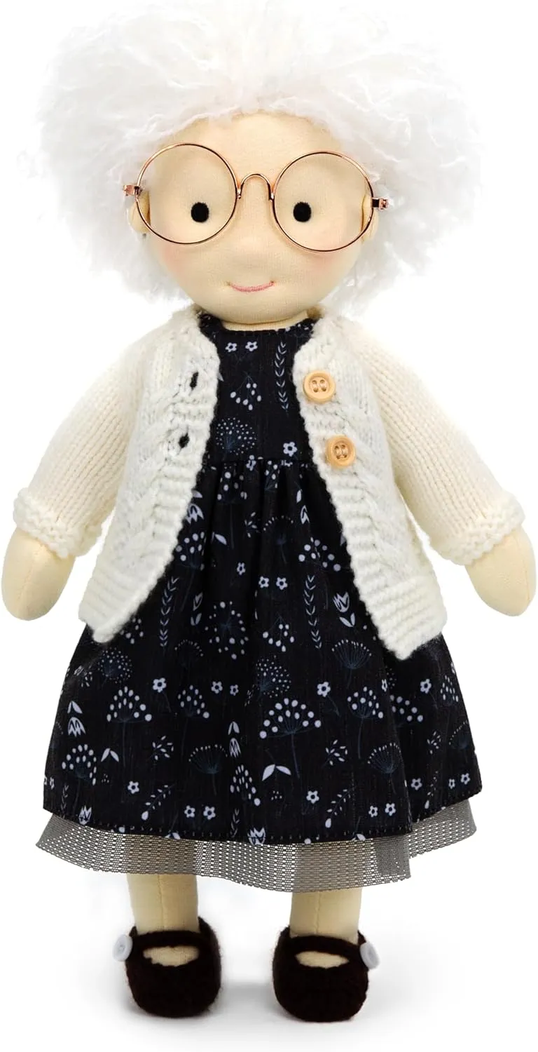 Handmade Soft Girl Rag Doll - Ella 12" with Cute Stuffed Plush, Ideal First Doll for Babies & Toddlers