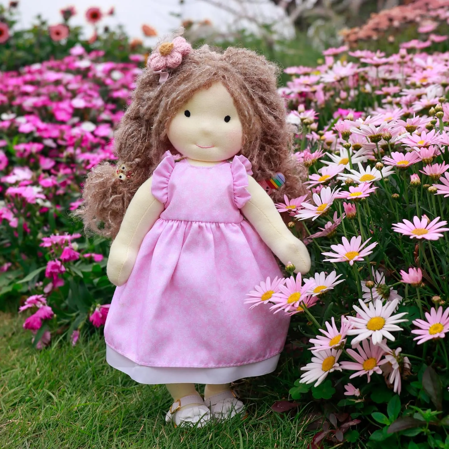 Handmade Waldorf Doll- Amy 12", Soft Girl Rag Doll with Cute Stuffed Plush, Ideal Present for Babies & Toddlers