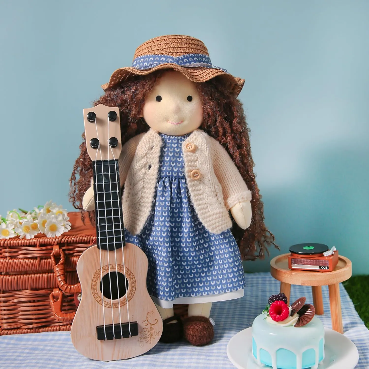 Handmade Waldorf Soft Girl Rag Doll Basia 12" - Ideal First Plush Doll for Babies & Toddlers