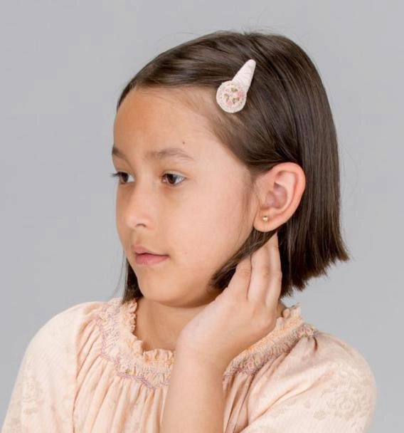Handmade Barrette with Vintage Rose Charm, Blush