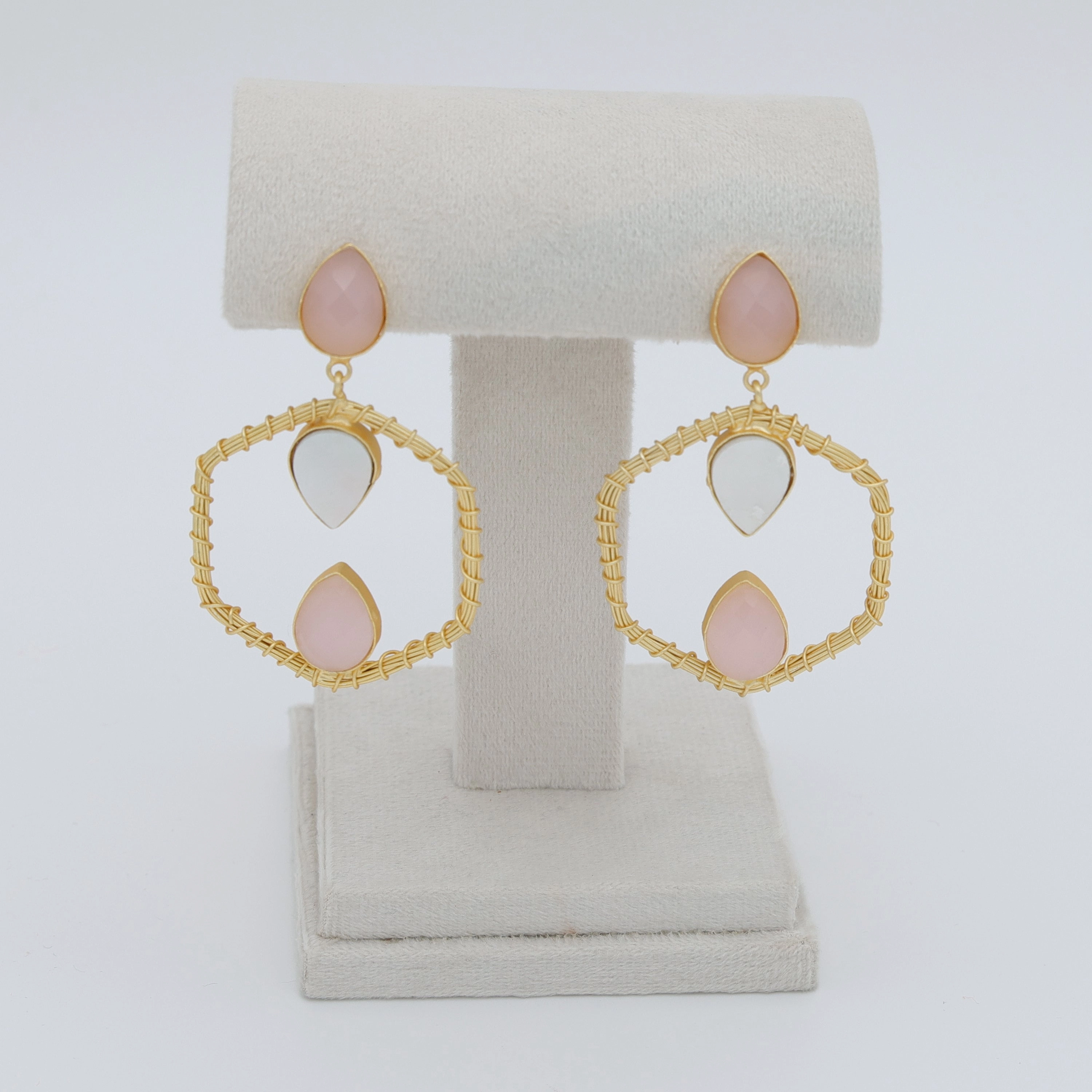 Hexagon Pink Blush Earrings