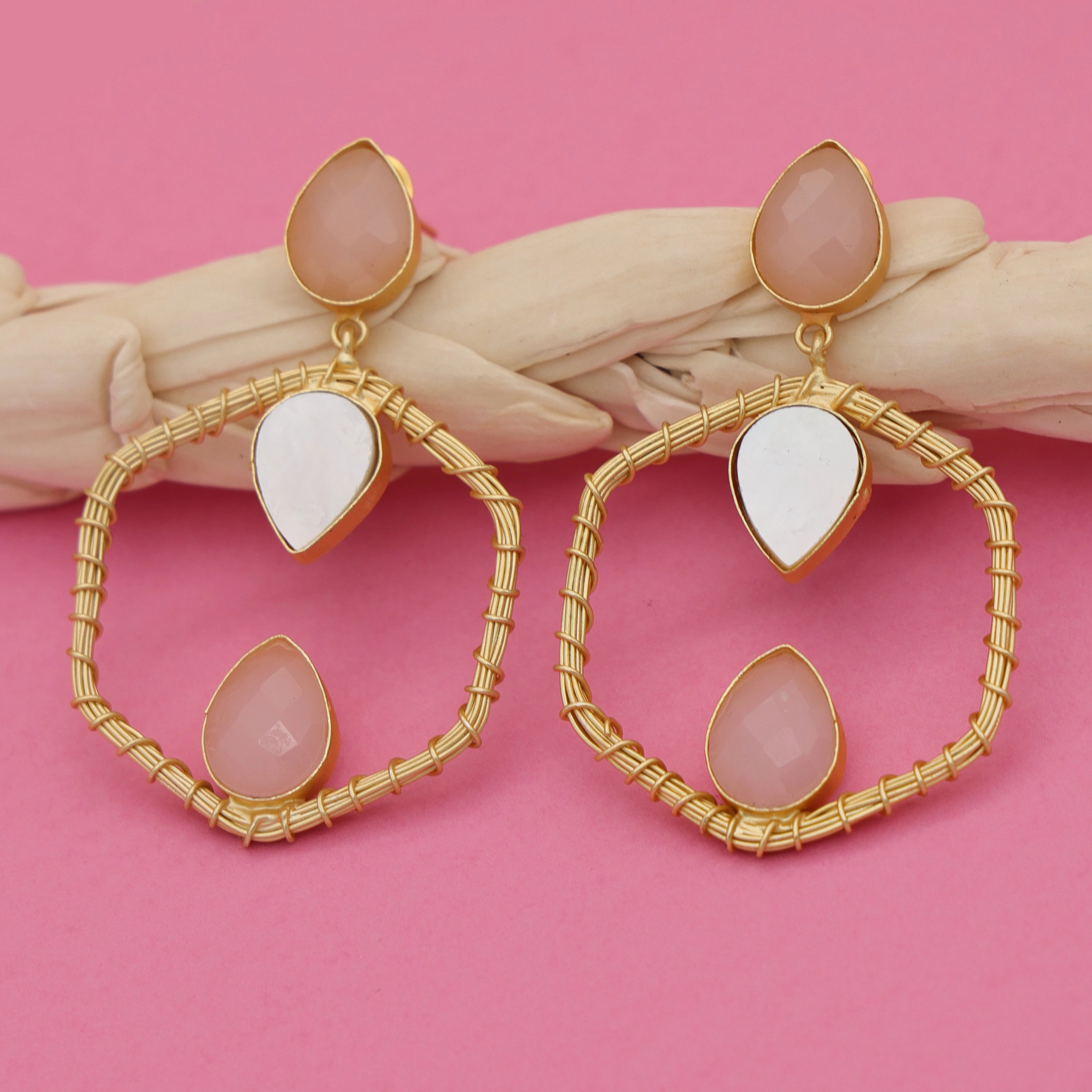 Hexagon Pink Blush Earrings