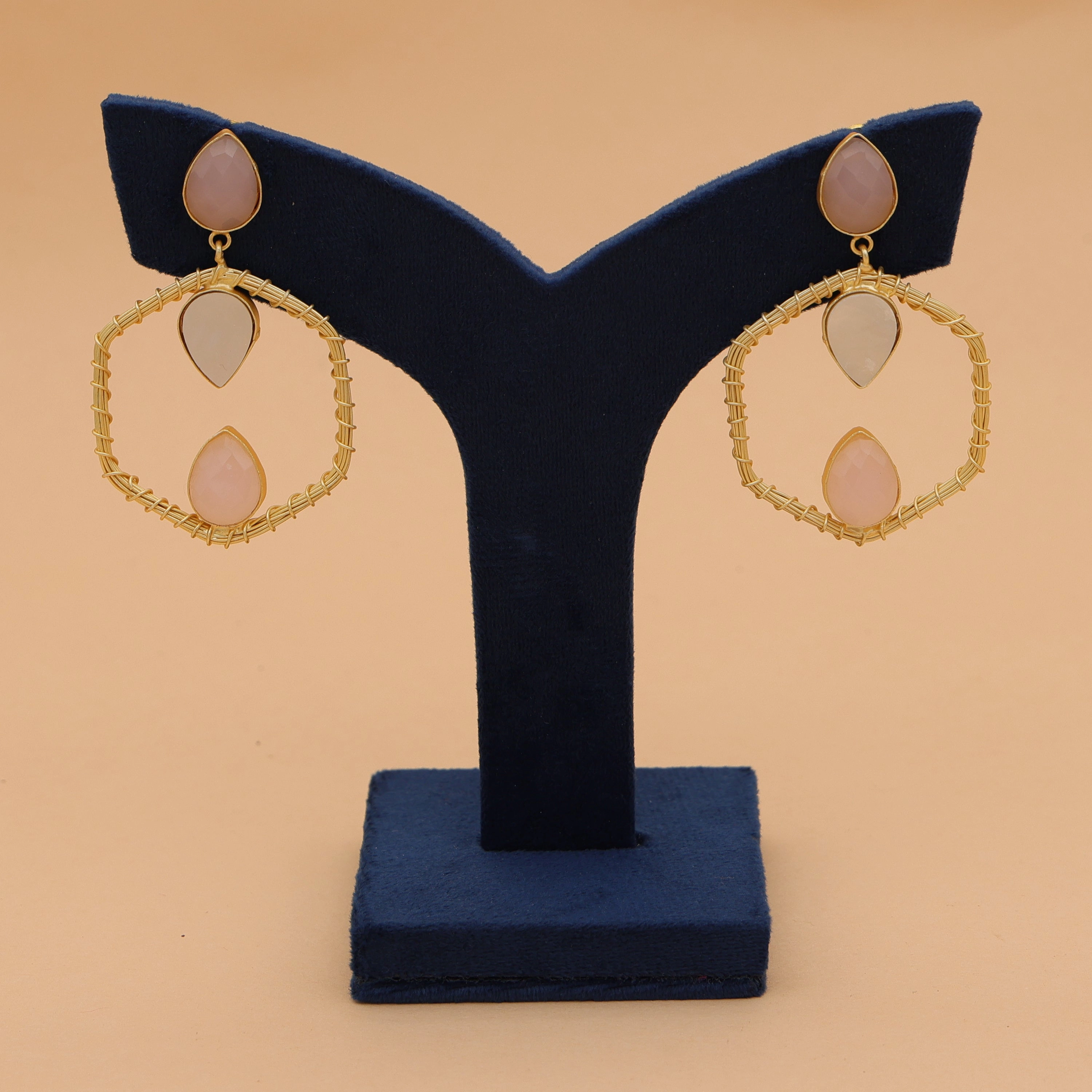 Hexagon Pink Blush Earrings