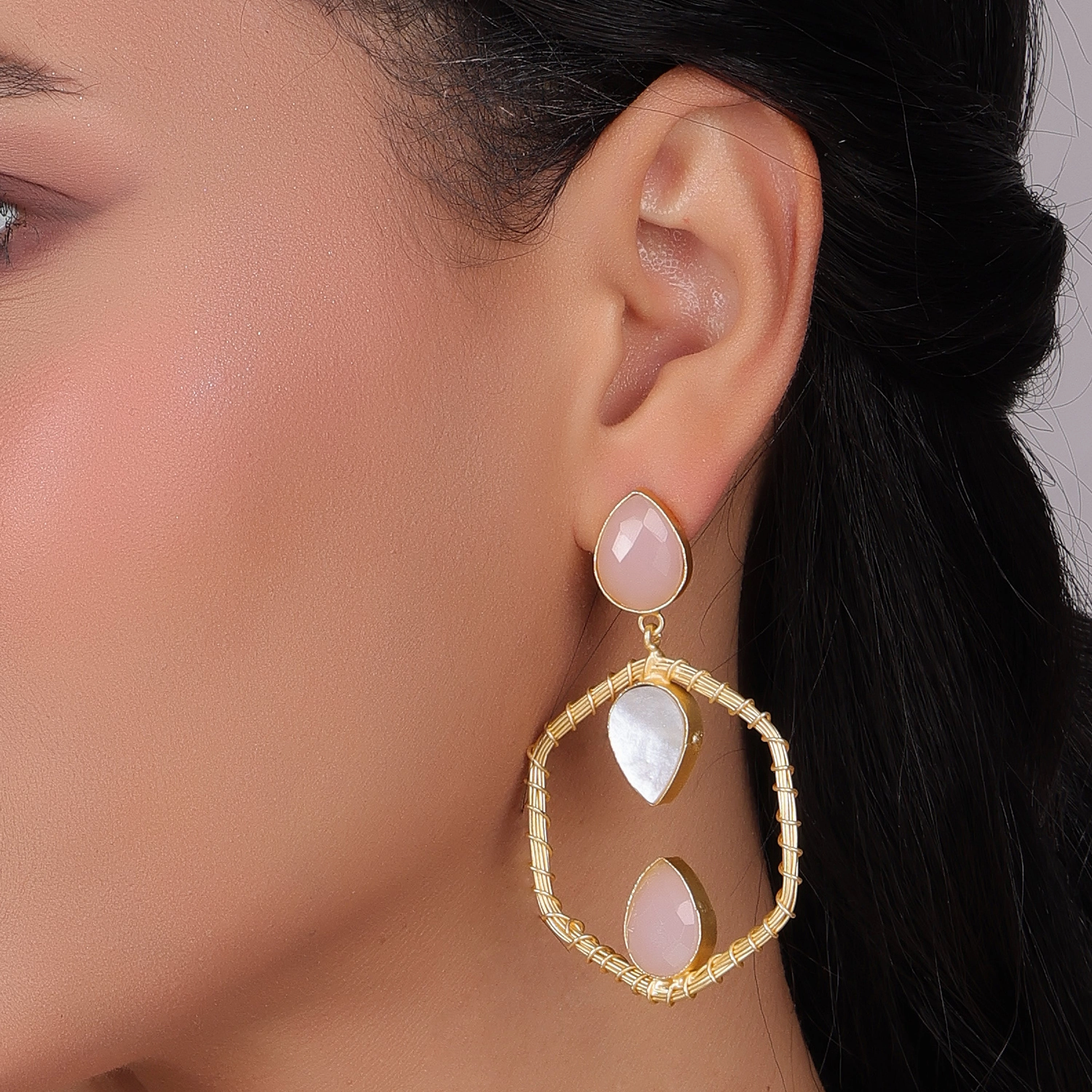 Hexagon Pink Blush Earrings