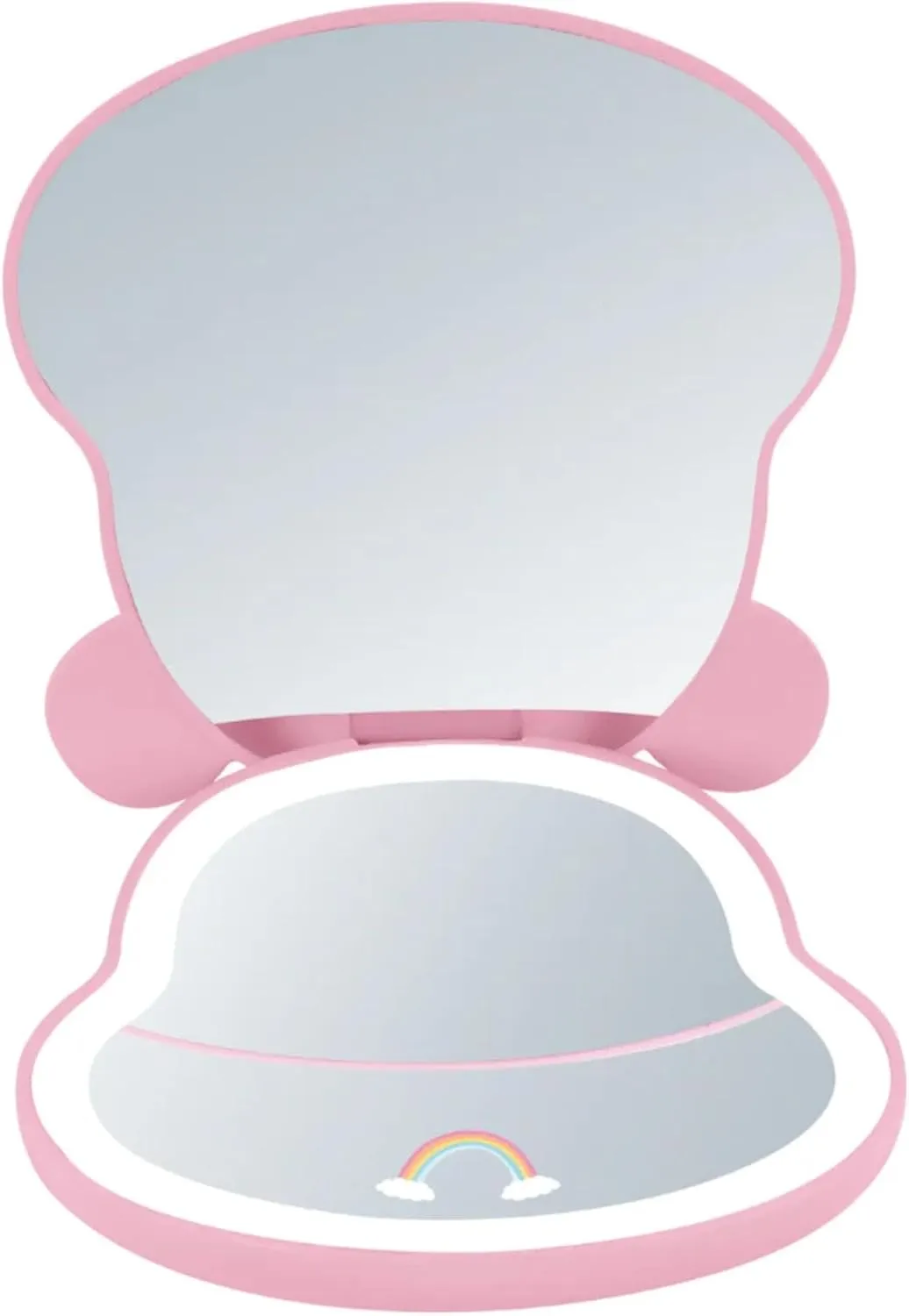 Impressions Vanity Care Bears Cheer Bear Beary Cute LED Compact Mirror for Purse, Travel Lighted Makeup Mirror with 3X Magnification, Adjustable Brightness, Touch Sensor, and Figural Shaped Design