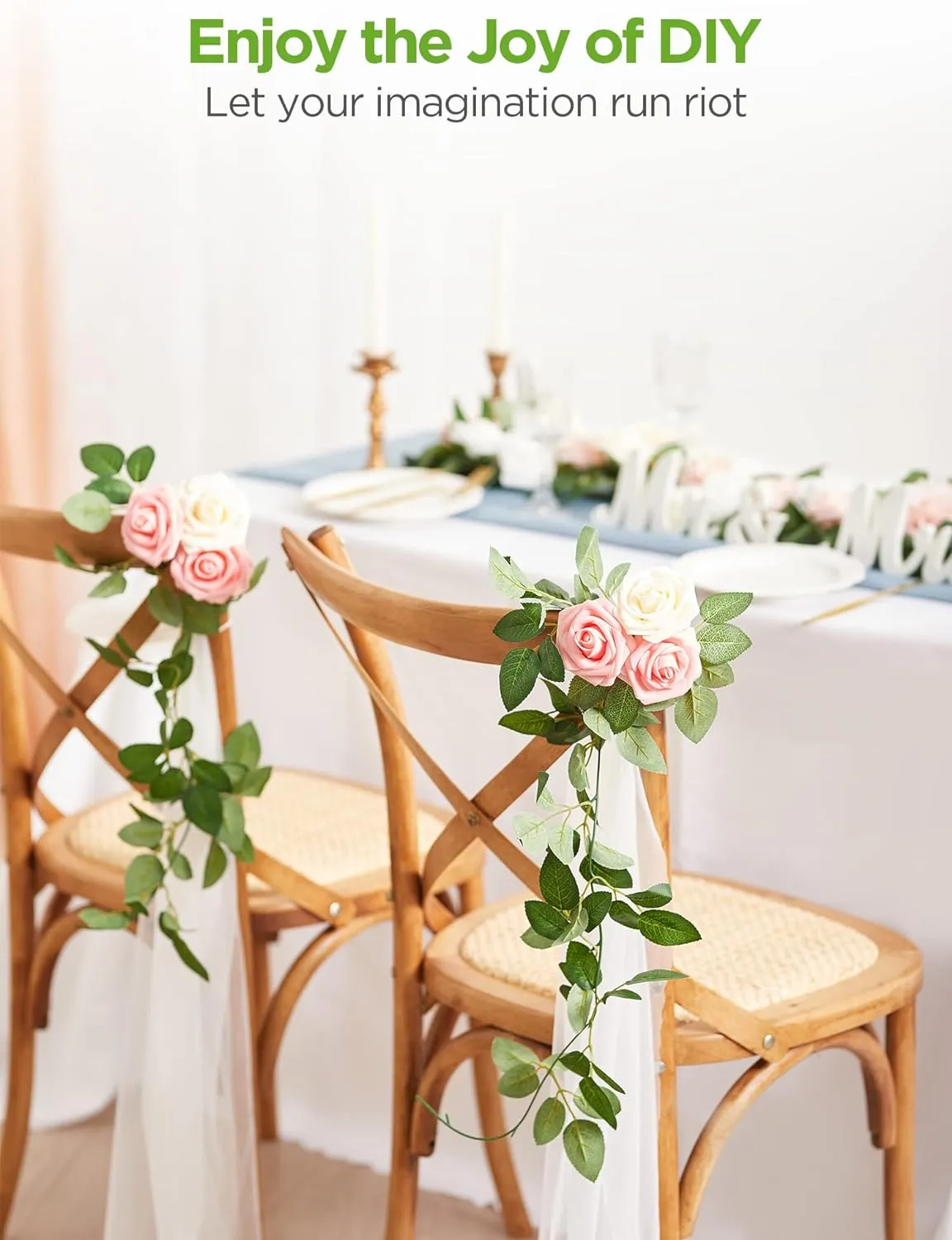 InnoGear Artificial Flowers, 50 Pcs Blush Foam Fake Roses Bulk with Stems for Decoration DIY Wedding Bouquets Centerpieces Bridal Shower Party Christmas Tree