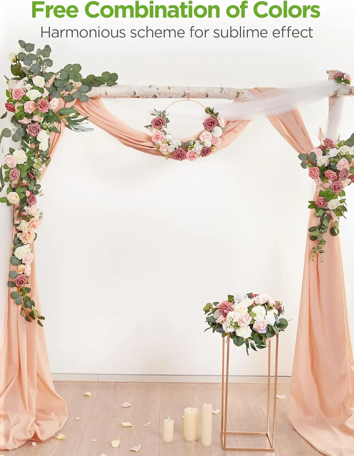 InnoGear Artificial Flowers, 50 Pcs Blush Foam Fake Roses Bulk with Stems for Decoration DIY Wedding Bouquets Centerpieces Bridal Shower Party Christmas Tree