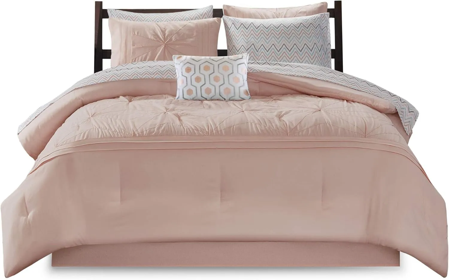 Intelligent Design Toren Complete Bag Tufted Embroidered Comforter with Sheet, Season Bedding Set, Full, Pink