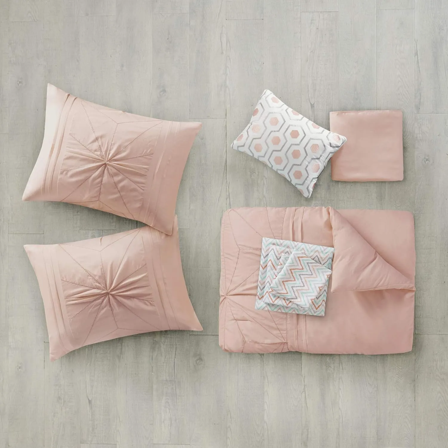 Intelligent Design Toren Complete Bag Tufted Embroidered Comforter with Sheet, Season Bedding Set, Full, Pink