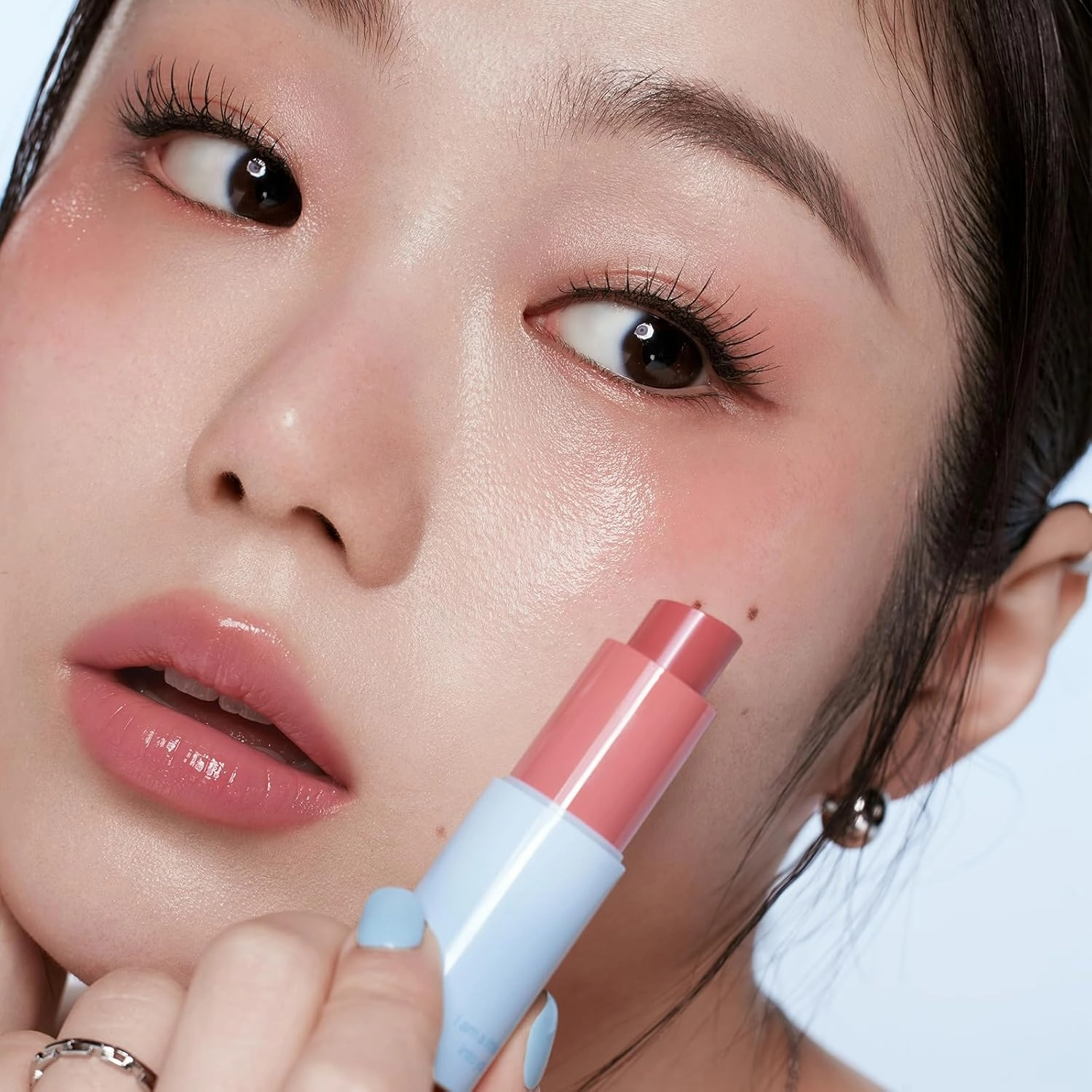 INTO YOU Multi-use Blush Stick Clean Fit and Clean Makeup, 3 in 1 Blendable Color and Cooling Water-like Feeling Blush Stick for Cheeks, Eyes and Lips, Pure Dew Glow(CMS01)