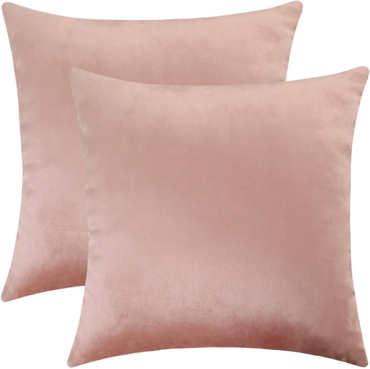 Jeneoo Set of 2 Comfy Soft Thick Velvet Throw Pillow Covers Decorative Solid Square Couch Cushion Cases for Bedroom Sofa Car Decor (20 x 20 Inches, Blush Rose)