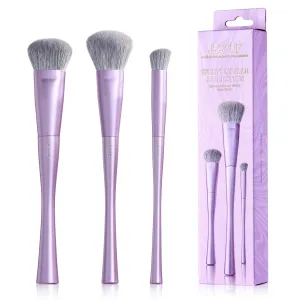 Jessup Face Makeup Brush Set 3 pcs, Ultra-Soft Dense Makeup Brushes for Foundation Contour Powder and Blush, Premium Synthetic Fiber, Luxury Purple T513
