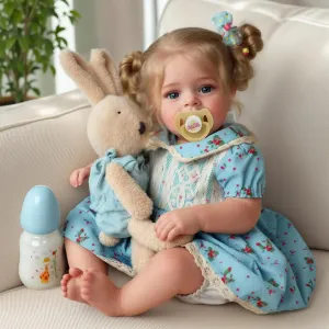 JIZHI Lifelike Reborn Baby Dolls - 18 Inch Realistic-Newborn Baby Dolls Blond Girl Handmade Real Life Toddler Dolls with Clothes for Kids Age 3 