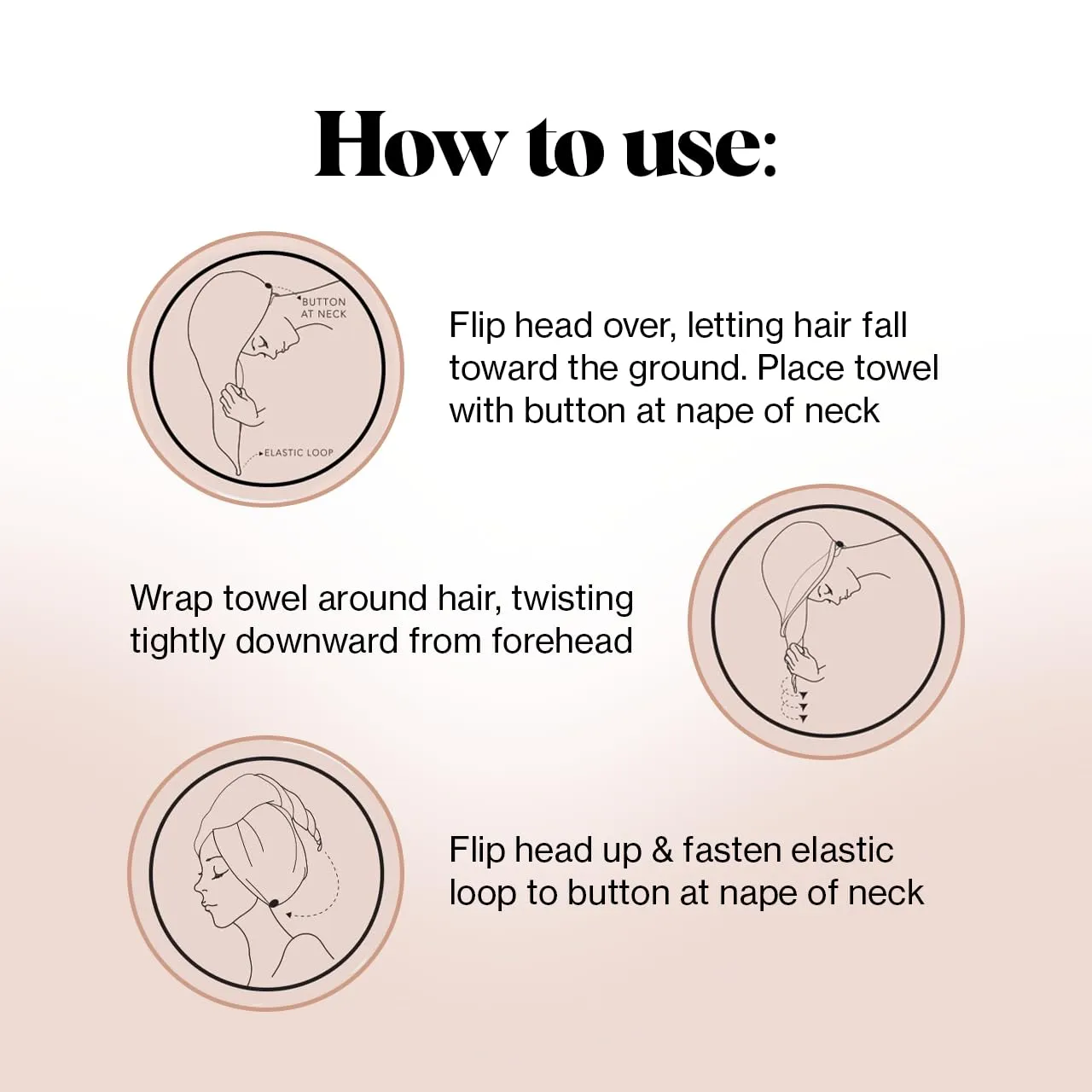 Kitsch Satin Microfiber Hair Towel Wrap for Women - Super Absorbent, Quick Dry, Anti-Frizz - for Long and Short Hairs, Turbans for Women, Wet and Curly Hair Wrap - Blush