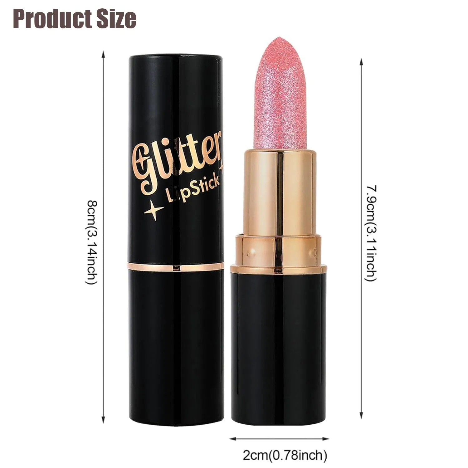 kuker Diamond Lip Gloss Glitter Lipstick Waterproof, Diamond Glitter Lipstick, Non-Stick To Cup Non-Fadinglong Lasting Smudge Proof Glitter Lip Gloss, For Women (06)