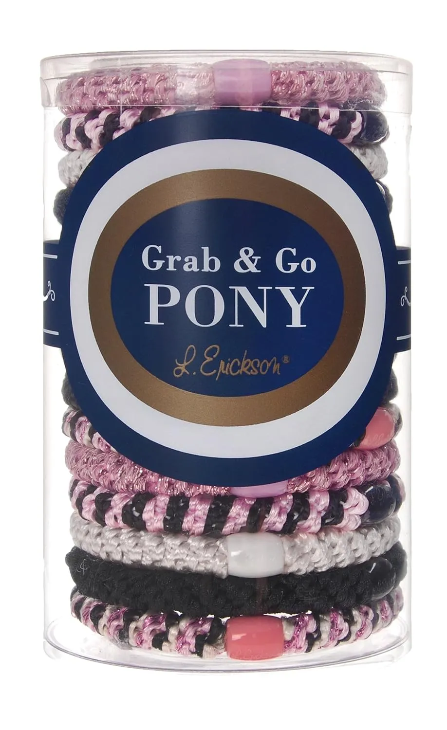 L. Erickson Grab & Go Ponytail Holders, Blush, Set of Fifteen - Exceptionally Secure with Gentle Hold