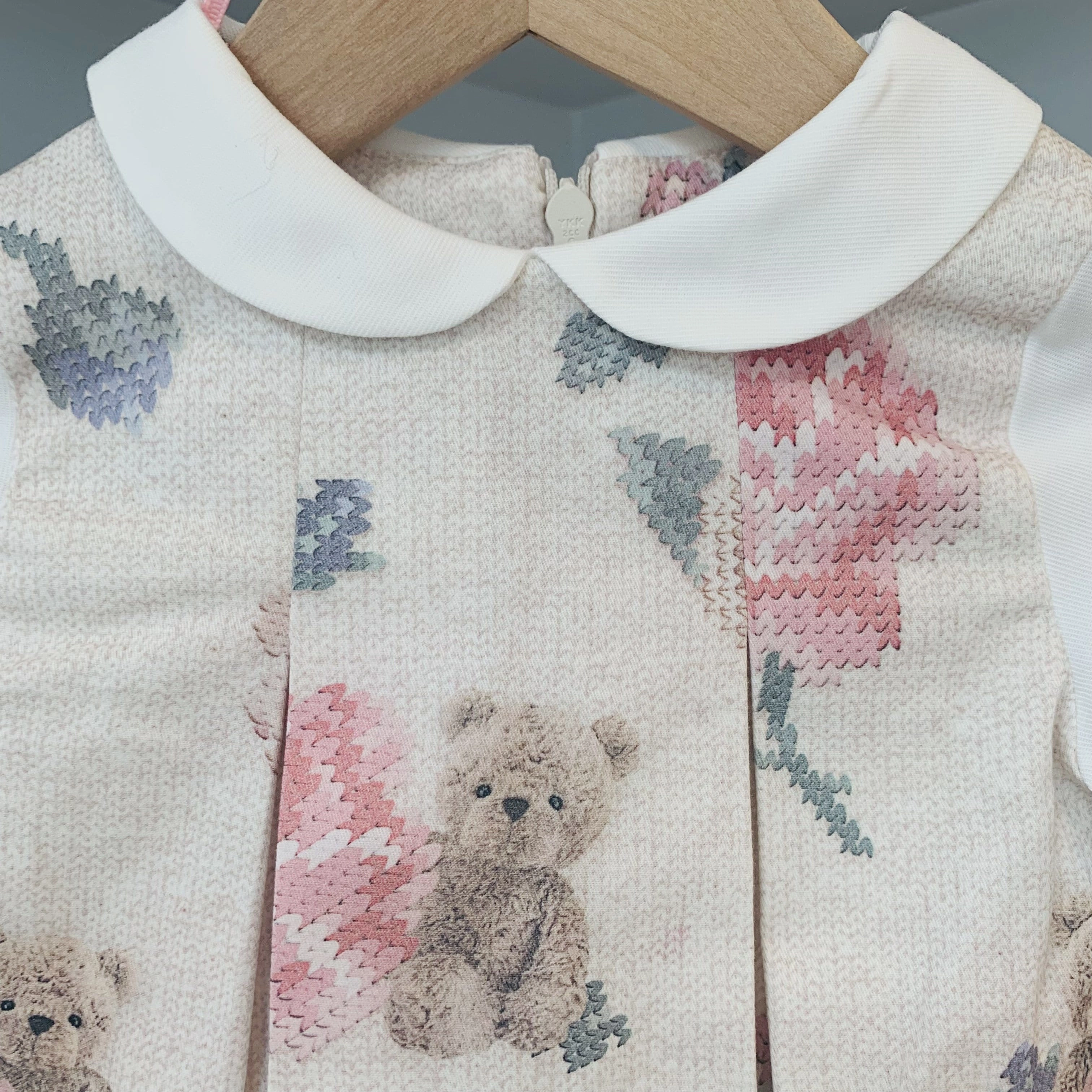 LAPIN HOUSE - Teddy Rose Peter Pan Collar Dress - Blush