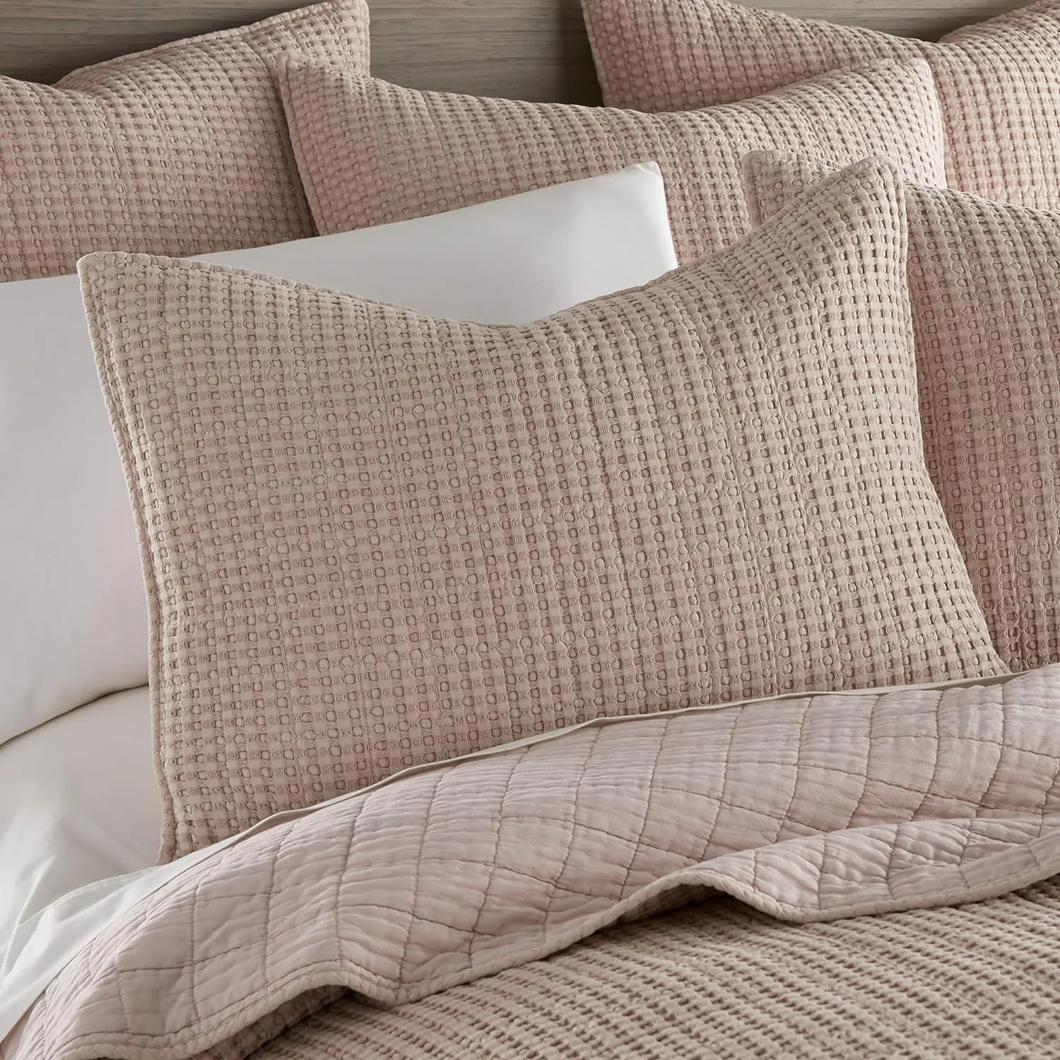 Levtex Home - Mills Waffle - King/Cal King Quilt Set - Blush Cotton Waffle - Quilt Size (106 x 92in.), Sham Size (36 x 20in.)