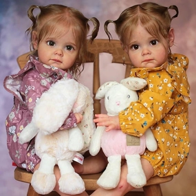 Lifelike Reborn Baby Dolls Girl - 24 Inch Twins Newborn Toddler Silicone Reborn Doll Real Life Baby Dolls Bebe Girl Xmas Gift