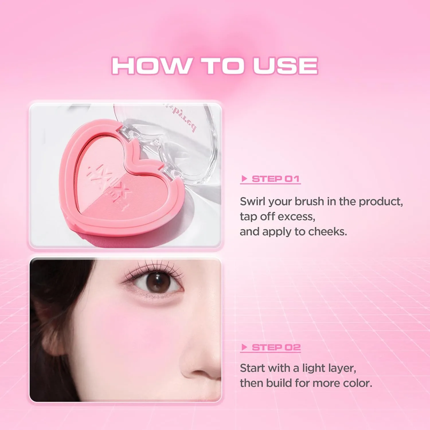 lilybyred Luv Beam Cheek Duo | Heart-Shaped Korean Dual-Tone Powder Blush, Tone-on-Tone Mixable Colors, Soft Glow with Fine Shimmer, Silky Texture, Blendable, All-Day Wearv, 0.14 oz. (02 Joy Beam)