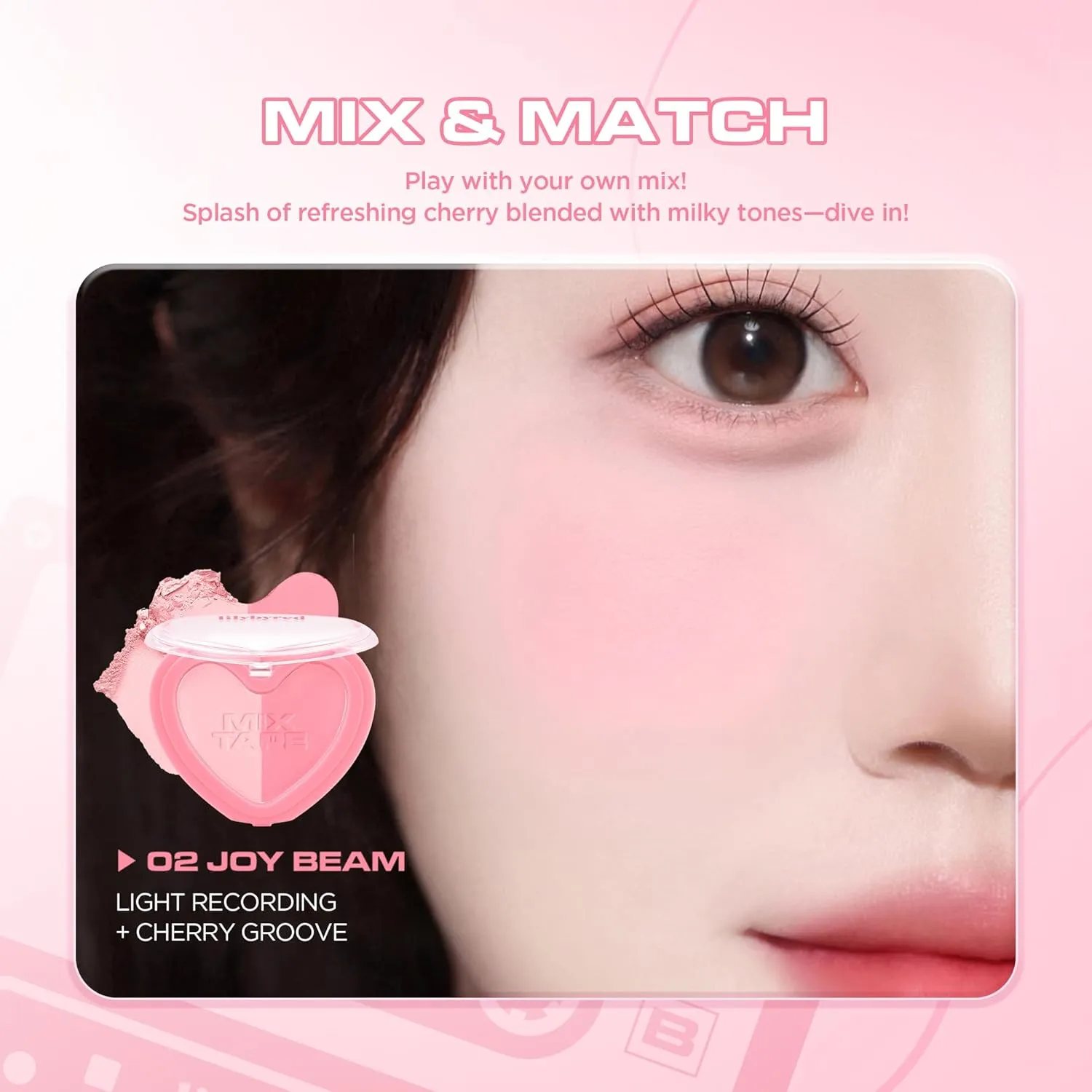 lilybyred Luv Beam Cheek Duo | Heart-Shaped Korean Dual-Tone Powder Blush, Tone-on-Tone Mixable Colors, Soft Glow with Fine Shimmer, Silky Texture, Blendable, All-Day Wearv, 0.14 oz. (02 Joy Beam)