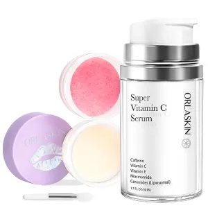 Lip Mask & Lip Scrubber Exfoliator Lip Sleeping Mask Overnight&Super Vitamin C Serum For Women Over 70