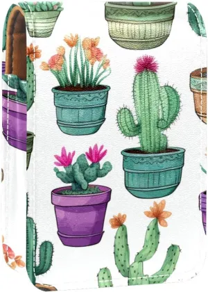 Lipstick Case,Portable Makeup Bag Cosmetic Pouch,Lipstick Holder Makeup Organizer,Bright Colorful Flowers Cactus