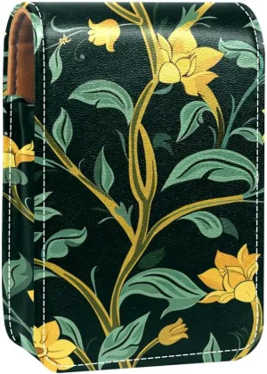 Lipstick Case,Portable Makeup Bag Cosmetic Pouch,Lipstick Holder Makeup Organizer,Bright Floral Yellow Flower