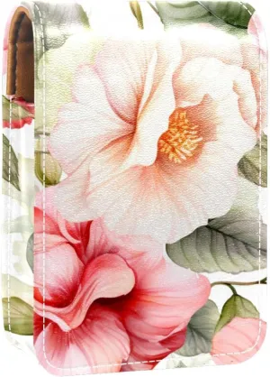 Lipstick Case,Portable Makeup Bag Cosmetic Pouch,Lipstick Holder Makeup Organizer,Bright Watercolor Flowers Peony