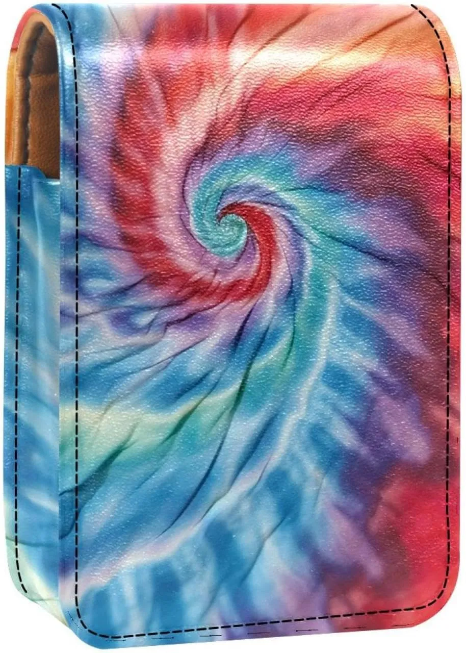 Lipstick Case,Portable Makeup Bag Cosmetic Pouch,Lipstick Holder Makeup Organizer,Bright Watercolor Tie Dye