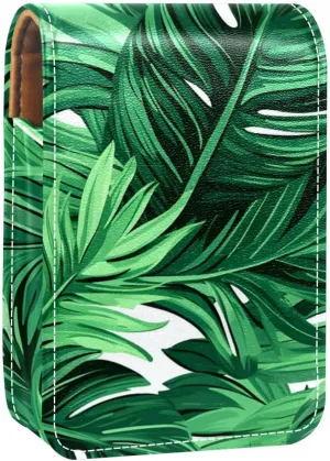 Lipstick Case,Portable Makeup Bag Cosmetic Pouch,Lipstick Holder Makeup Organizer,Tropical Palm Leaves Green Bright