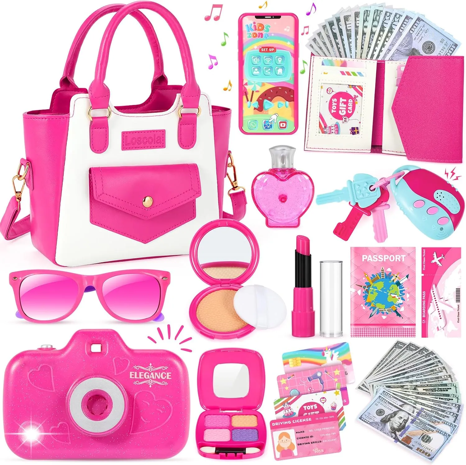 Little Girls Purse, Toddler Purse with Pretend Makeup Girl Toys, Kids Purse Christmas Princess Gifts Toys for 3 4 5 6 7 8 Year Old Toddler Girls