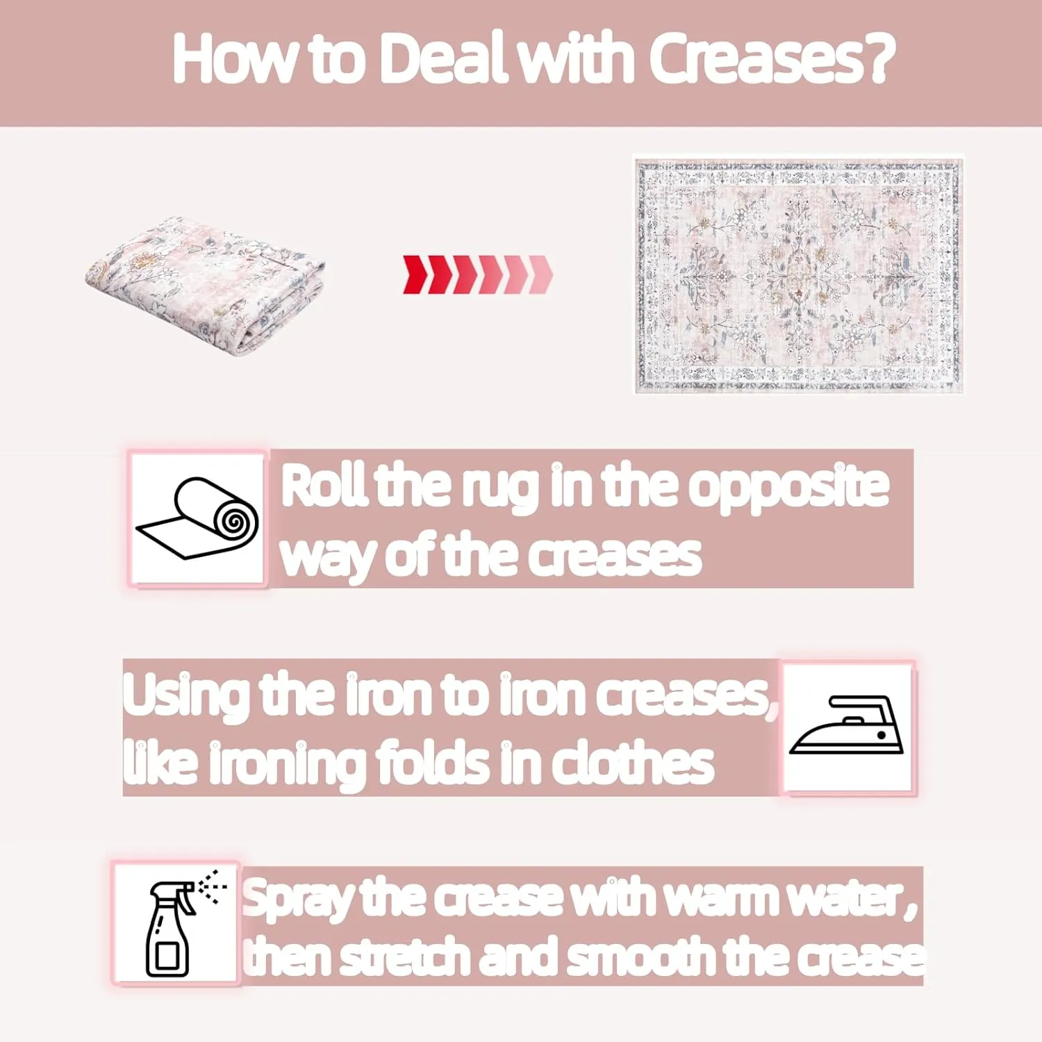 LIVEBOX Machine Washable 5x7 Rug, Pink Rugs for Bedroom Girls, Soft Boho Floral Nursery Rug, Non-Slip Indoor Ultra-Thin Floor Carpet Area Rug for Kid Room Living Room Dorm, Blush/Pink
