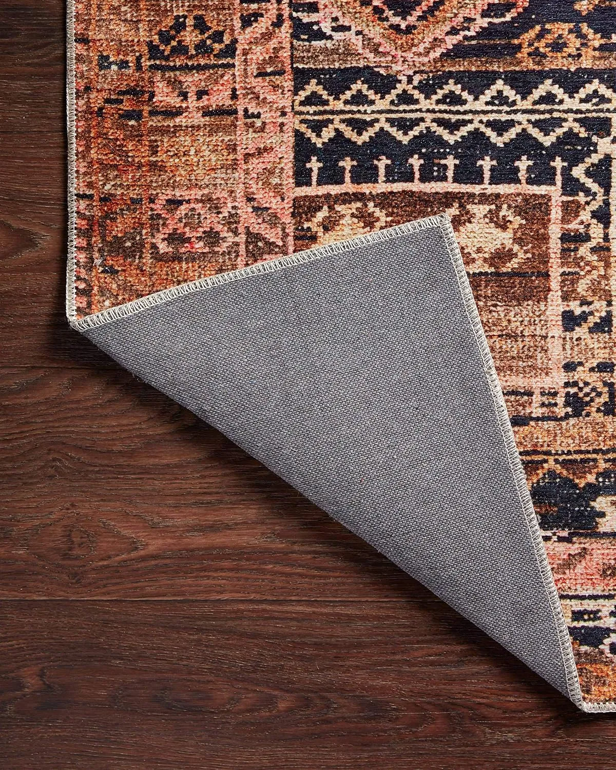 Loloi II Layla Collection, LAY-14 Mocha/Blush 7'-6" x 9'-6" .13" Thick, Area Rug, Soft, Durable, Vintage Inspired, Distressed, Low Pile, Non-Shedding, Easy Clean, Printed, Living Room Rug