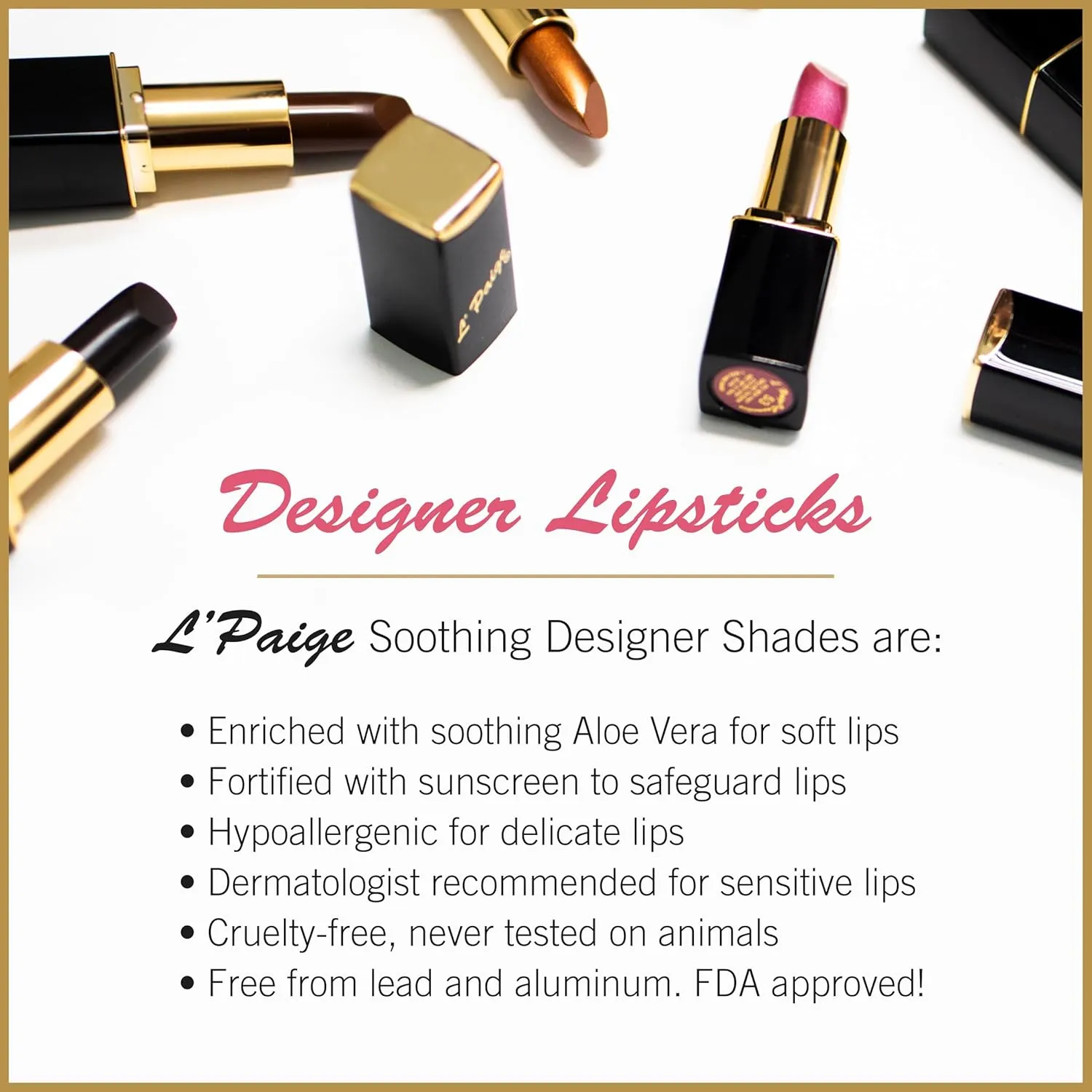 L'Paige L01 - RED STRAWBERRY Designer Lipstick | Aloe Vera Based, Long-lasting, Moisturizing