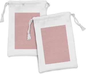 Lunarable Abstract Fabric Pouch Set of 2, Cutsy Curvy Lines Clouds Romantic Motifs on Pastel Background, Small Drawstring Bag for Toiletries Masks and Favors, 9" x 6", Blush Rose