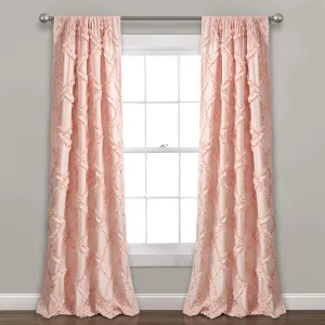 Lush Decor, Blush Ruffle Diamond Curtains Textured Window Panel Set for Living, Dining Room, Bedroom (Pair), 84” x 54