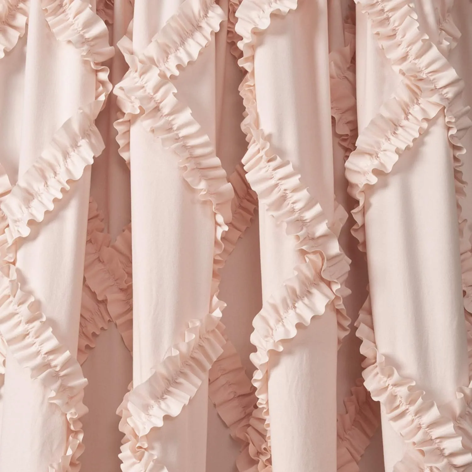 Lush Decor, Blush Ruffle Diamond Curtains Textured Window Panel Set for Living, Dining Room, Bedroom (Pair), 84” x 54
