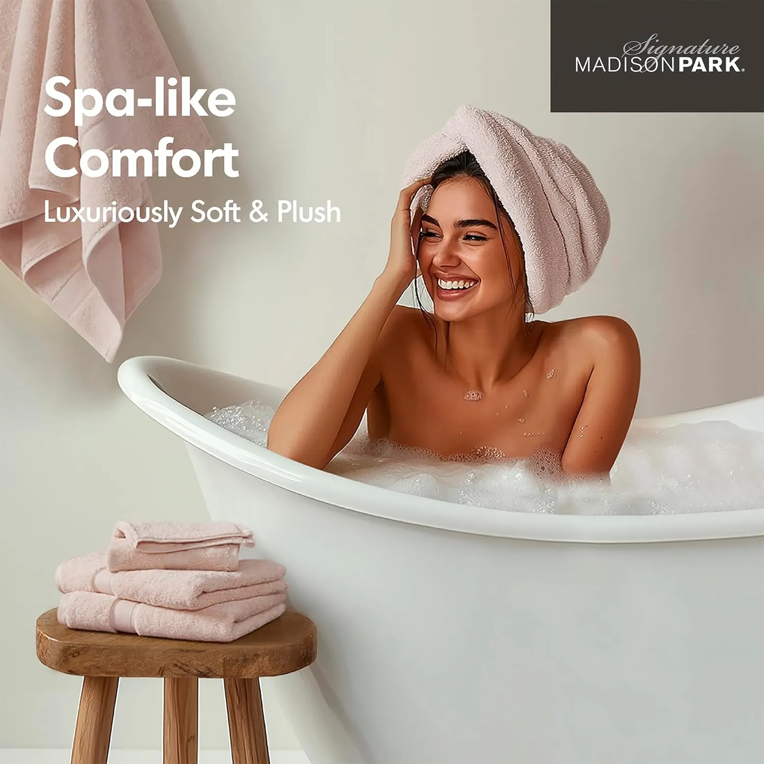 Madison Park 800GSM Bathroom Towel Set of 8 100% Cotton Bath Towel Set for Bathroom Luxurious Highly Absorbent 2 Bath Towels 2 Hand Towels 4 Washcloths Quick Dry Spa Quality Blush