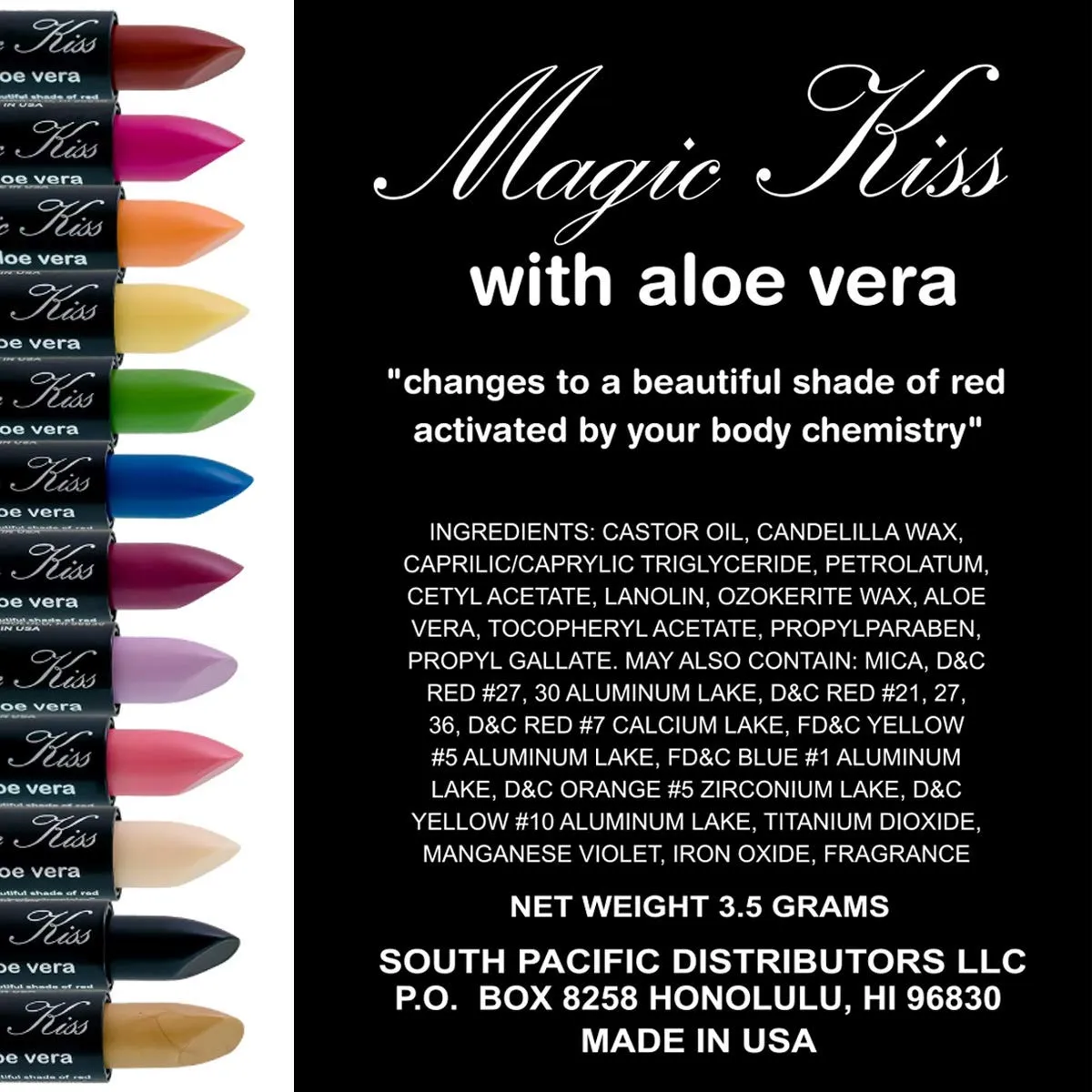 Magic Kiss Lipstick Set Aloe Vera Color Changing 6 Pack MADE IN USA (Gold)