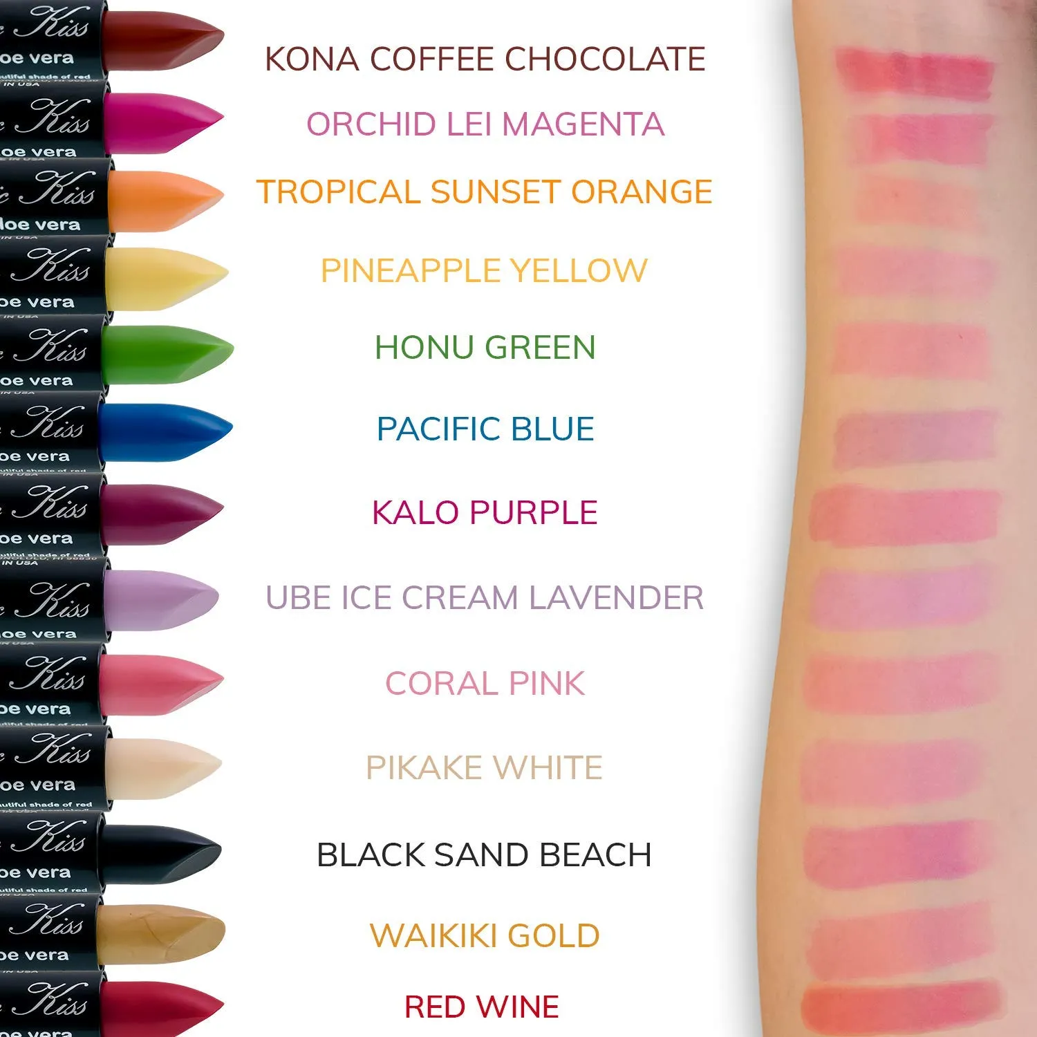 Magic Kiss Lipstick Set Aloe Vera Color Changing 6 Pack MADE IN USA (Gold)