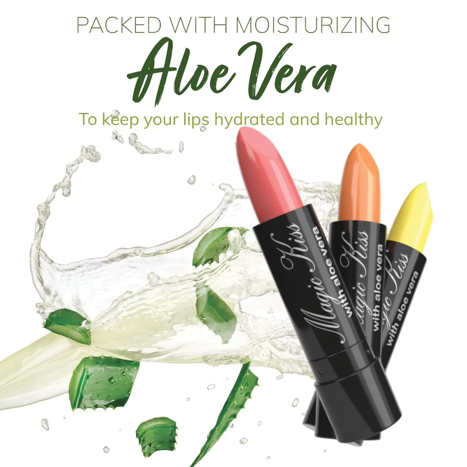Magic Kiss Lipstick Set Aloe Vera Color Changing 6 Pack MADE IN USA (Gold)