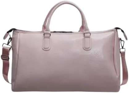MAICOSY Casual Chic Style with Shoulder Strap Oversized PU Leather Travel Duffel Bag (Blush Pink)