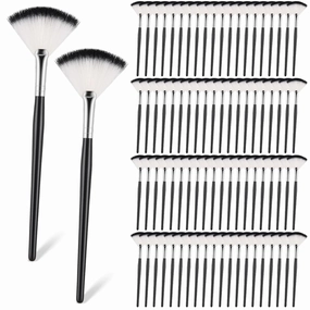 Maitys 100 Pieces Fan Facial Mask Brushes, Soft Blush Makeup Brush, Esthetician Brush, Mask Acid Applicator, White, 2.3x7.9 Inch